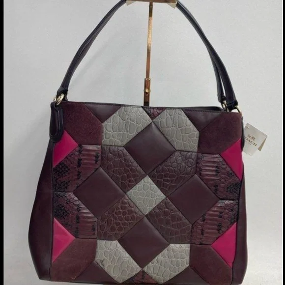 Coach Patchwork Shoulder Bag - Pink, Gray, and Brown - Picture 6 of 7